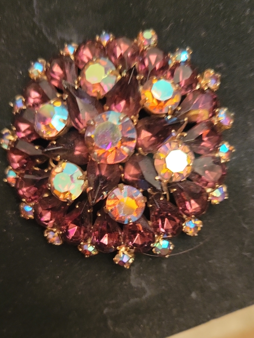 Vintage-Inspired Purple Aurora Crystal Brooch - Women Jewelry